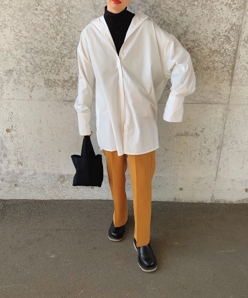 Re:EDIT（リエディ）の「[神山まりあさん着用]オーバーサイズシャツチュニック（シャツ/ブラウス・レディース・ブラック/ブルー/ホワイト/ストライプ・SMALL/MEDIUM/LARGE）」の12枚目の写真