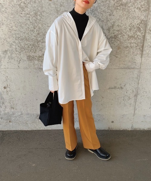 Re:EDIT（リエディ）の「[神山まりあさん着用]オーバーサイズシャツチュニック（シャツ/ブラウス・レディース・ブラック/ブルー/ホワイト/ストライプ・SMALL/MEDIUM/LARGE）」の13枚目の写真