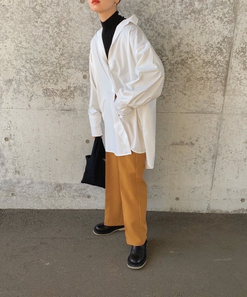 Re:EDIT（リエディ）の「[神山まりあさん着用]オーバーサイズシャツチュニック（シャツ/ブラウス・レディース・ブラック/ブルー/ホワイト/ストライプ・SMALL/MEDIUM/LARGE）」の14枚目の写真