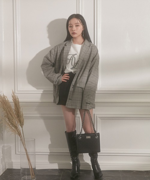 ANDGEEBEE（アンジービー）の「UNISEX ルーズテーラードジャケット（テーラードジャケット・レディース・ベージュ/ブラック×ホワイト・MEDIUM）」の16枚目の写真