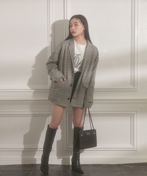 ANDGEEBEE（アンジービー）の「UNISEX ルーズテーラードジャケット（テーラードジャケット・レディース・ベージュ/ブラック×ホワイト・MEDIUM）」の17枚目の写真