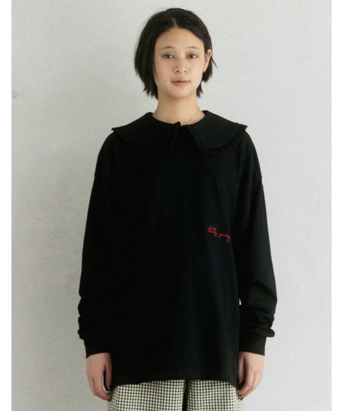 Little sunny bite（リトルサニーバイト）の「Big collar long tee（Tシャツ/カットソー・レディース・ホワイト/ブラック/イエロー/ブルー・FREE）」の3枚目の写真