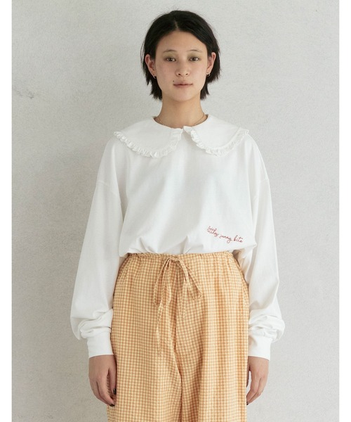 Little sunny bite（リトルサニーバイト）の「Big collar long tee（Tシャツ/カットソー・レディース・ホワイト/ブラック/イエロー/ブルー・FREE）」の6枚目の写真