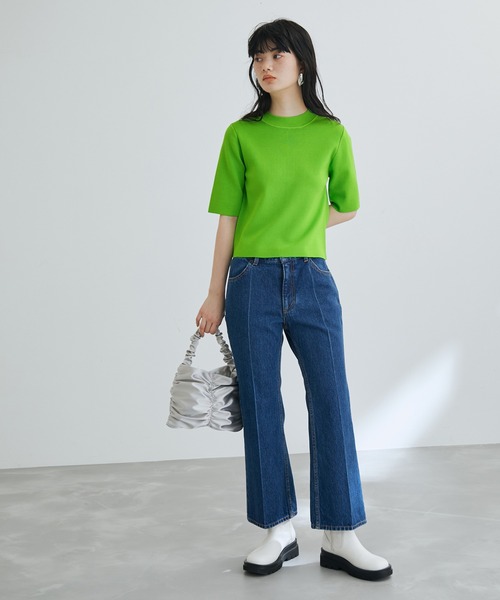 ハーフスリーブカラーニット【GREEN】 – ELLIE