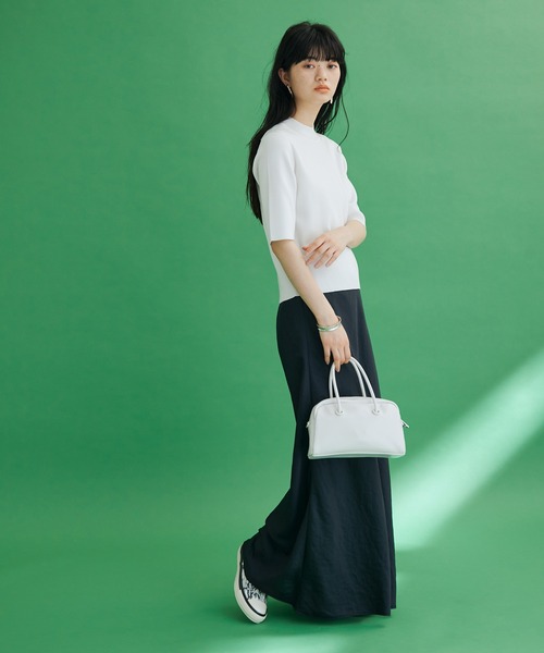 ADAM ET ROPE'（アダムエロペ）の「〈追加〉【サステナブル】ハーフスリーブカラーニット（ニット/セーター・レディース・ピンク/ブラック/ホワイト/グリーン/イエロー・FREE）」の12枚目の写真