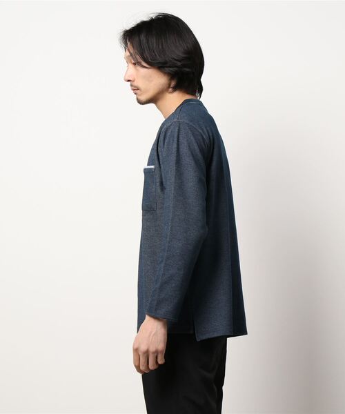 ikka（イッカ）の「ダブルフェイスポケ付きT（Tシャツ/カットソー・メンズ・グレー/グリーン/ネイビー・M/L/XL）」の5枚目の写真