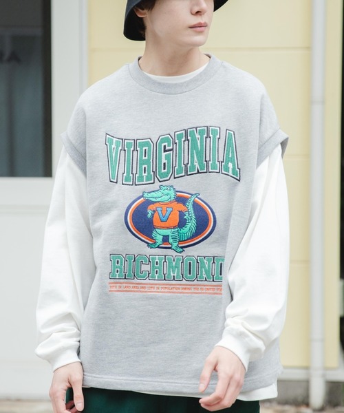 WEGO（ウィゴー）の「WEGO/ヘビーウエイト チームロゴ刺繍ルーズベスト（ベスト・メンズ・杢グレー/パープル/ブラック/ダークグリーン・FREE）」の3枚目の写真