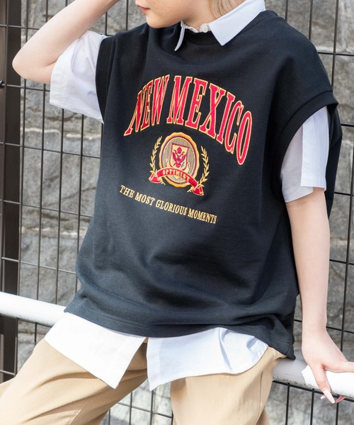 WEGO（ウィゴー）の「WEGO/ヘビーウエイト チームロゴ刺繍ルーズベスト（ベスト・メンズ・杢グレー/パープル/ブラック/ダークグリーン・FREE）」の2枚目の写真