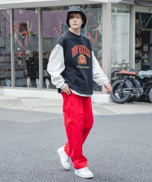 WEGO（ウィゴー）の「WEGO/ヘビーウエイト チームロゴ刺繍ルーズベスト（ベスト・メンズ・杢グレー/パープル/ブラック/ダークグリーン・FREE）」の6枚目の写真