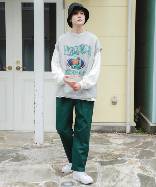 WEGO（ウィゴー）の「WEGO/ヘビーウエイト チームロゴ刺繍ルーズベスト（ベスト・メンズ・杢グレー/パープル/ブラック/ダークグリーン・FREE）」の9枚目の写真