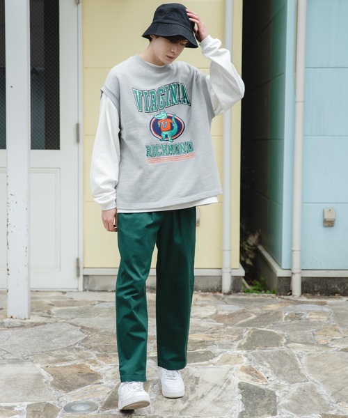 WEGO（ウィゴー）の「WEGO/ヘビーウエイト チームロゴ刺繍ルーズベスト（ベスト・メンズ・杢グレー/パープル/ブラック/ダークグリーン・FREE）」の10枚目の写真