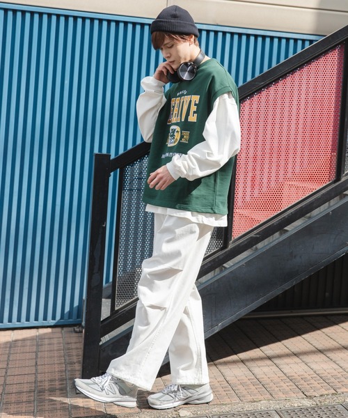 WEGO（ウィゴー）の「WEGO/ヘビーウエイト チームロゴ刺繍ルーズベスト（ベスト・メンズ・杢グレー/パープル/ブラック/ダークグリーン・FREE）」の14枚目の写真