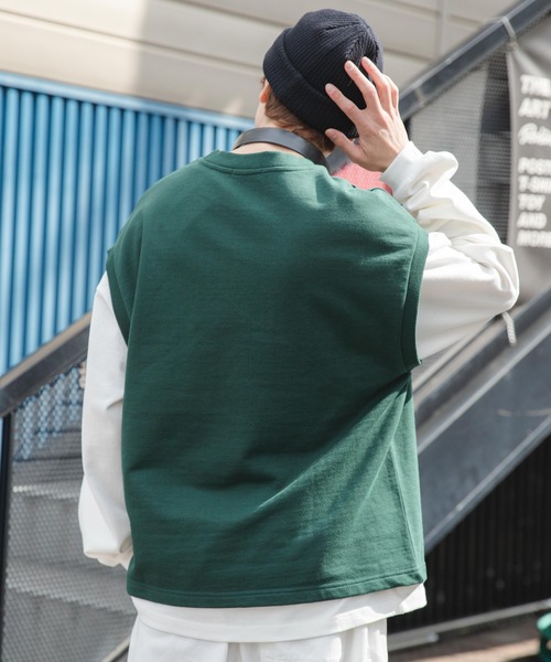 WEGO（ウィゴー）の「WEGO/ヘビーウエイト チームロゴ刺繍ルーズベスト（ベスト・メンズ・杢グレー/パープル/ブラック/ダークグリーン・FREE）」の17枚目の写真