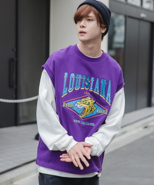 WEGO（ウィゴー）の「WEGO/ヘビーウエイト チームロゴ刺繍ルーズベスト（ベスト・メンズ・杢グレー/パープル/ブラック/ダークグリーン・FREE）」の20枚目の写真