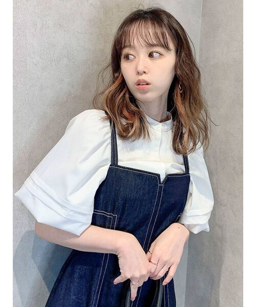 dazzlin（ダズリン）の「ピンタックバルーンスリーブブラウス（シャツ/ブラウス・レディース・グレー/オフホワイト・FREE）」の3枚目の写真