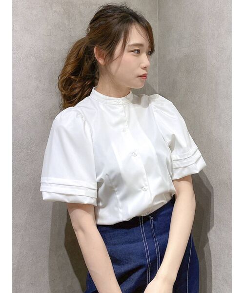 dazzlin（ダズリン）の「ピンタックバルーンスリーブブラウス（シャツ/ブラウス・レディース・グレー/オフホワイト・FREE）」の4枚目の写真