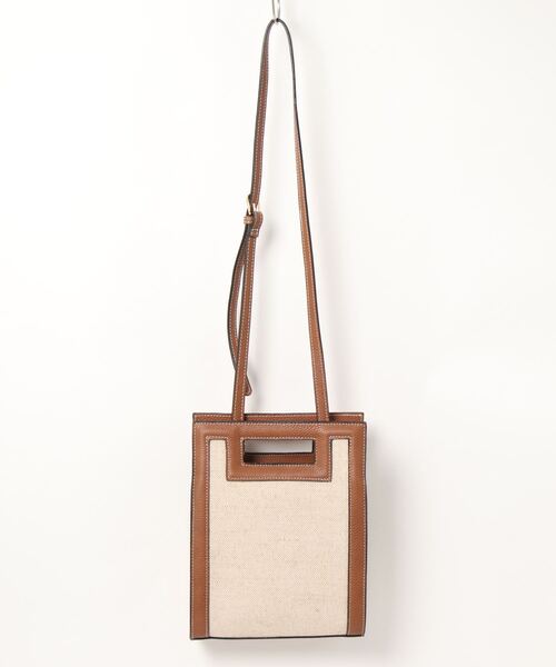 Te chichi（テチチ）の「麻混キャンバスミニスクエアバッグ（ショルダーバッグ・レディース・キャメル/ブラック・ﾌﾘ-）」の2枚目の写真
