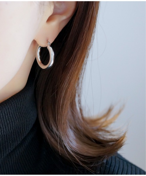 Meach.（ミーチ）の「【Meach.】シルバー925フープピアス/マーキス/ゴールド/シルバー（ピアス（両耳用）・レディース・A/B/C/D/F/E/G/J/H/I・FREE）」の5枚目の写真