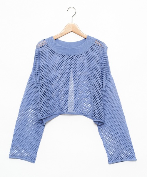 AS KNOW AS PINKY（アズノゥアズピンキー）の「重ねて見せてメッシュプルオーバー（ニット/セーター・レディース・ブラック/ベージュ/ライム/ライトブルー・FREE）」の4枚目の写真