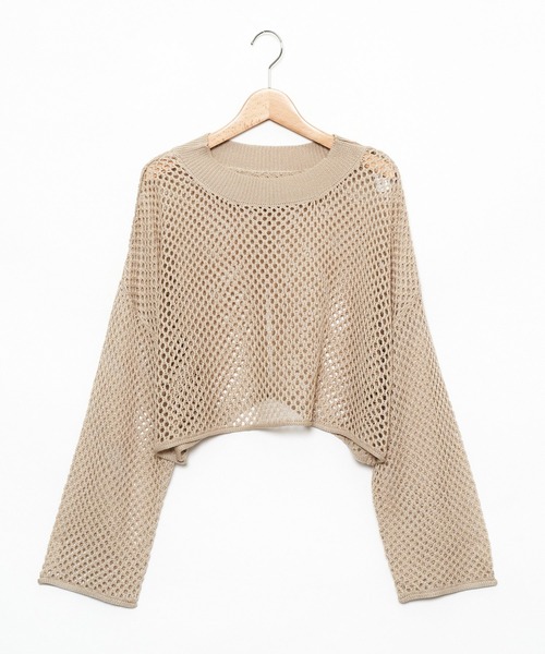 AS KNOW AS PINKY（アズノゥアズピンキー）の「重ねて見せてメッシュプルオーバー（ニット/セーター・レディース・ブラック/ベージュ/ライム/ライトブルー・FREE）」の11枚目の写真