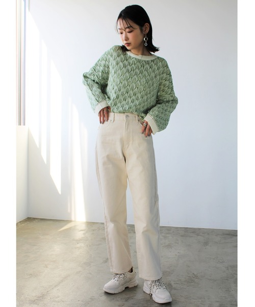 GeeRA(ジーラ)の「美ラインストレートパンツ(その他パンツ・レディース・ブルー/ブラック系その他/アイボリー/ブルー系その他・MEDIUM)」の6枚目の写真