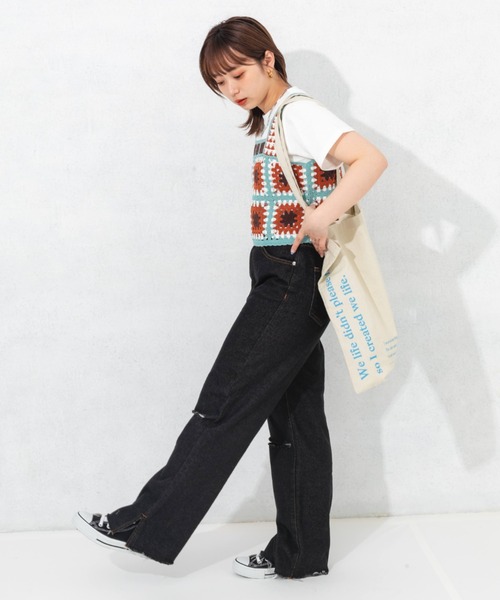 nemne store(ネンネストア)の「【2点セット】アソートかぎ針ビスチェ+Tシャツセット(ニット/セーター・レディース・ブラック/オレンジ/ブルー/キナリ・フリー)」の18枚目の写真