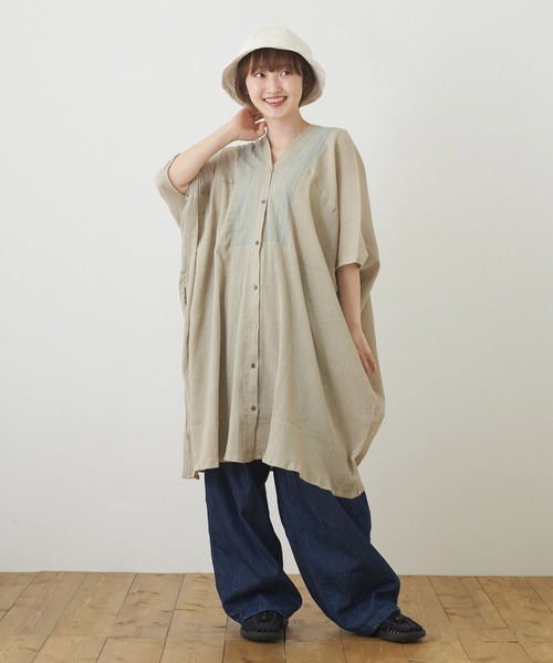 CUBE SUGAR(キューブシュガー)の「6.5ozデニムヒッコリーバルーンパンツ(デニムパンツ・レディース・インディゴブルー/ストライプ・M)」の4枚目の写真