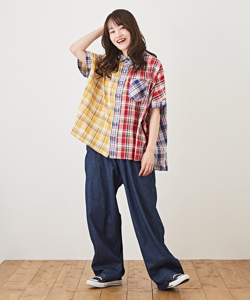 CUBE SUGAR(キューブシュガー)の「6.5ozデニムヒッコリーバルーンパンツ(デニムパンツ・レディース・インディゴブルー/ストライプ・M)」の10枚目の写真