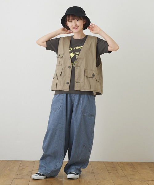 CUBE SUGAR(キューブシュガー)の「6.5ozデニムヒッコリーバルーンパンツ(デニムパンツ・レディース・インディゴブルー/ストライプ・M)」の18枚目の写真