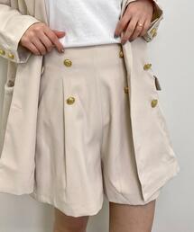 金ボタンハイウエストキュロットパンツ(セットアップ対応)