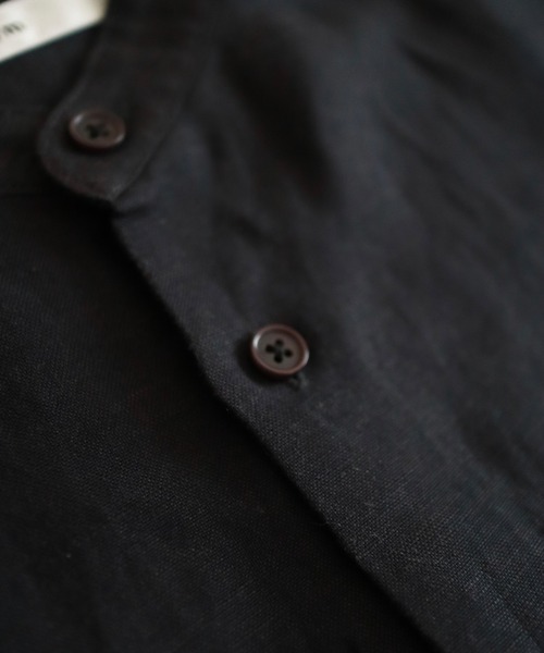 y/m by kitsune(イムバイキツネ)の「リネンレーヨンバンドカラーシャツ(シャツ/ブラウス・メンズ・ベージュ/ネイビー・LARGE/MEDIUM)」の12枚目の写真