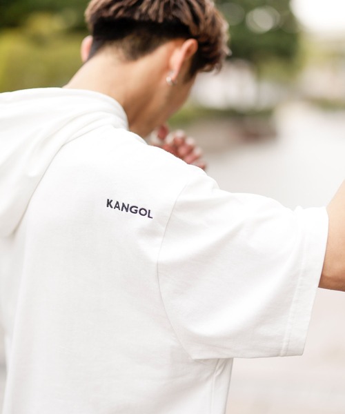 KANGOL(カンゴール)の「KANGOL × A.S.M コラボ 16/- USAコットン オーバーサイズ ボックスロゴ 刺繍 半袖 パーカー(パーカー・メンズ・ホワイト/ベージュ/ブラック/サックスブルー・FREE)」の5枚目の写真