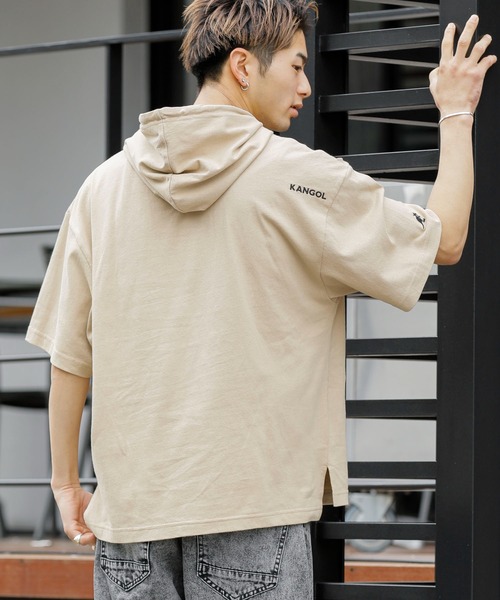 KANGOL(カンゴール)の「KANGOL × A.S.M コラボ 16/- USAコットン オーバーサイズ ボックスロゴ 刺繍 半袖 パーカー(パーカー・メンズ・ホワイト/ベージュ/ブラック/サックスブルー・FREE)」の20枚目の写真