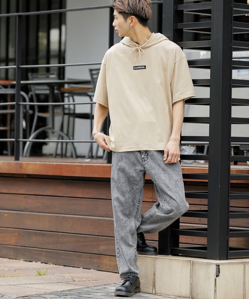 KANGOL(カンゴール)の「KANGOL × A.S.M コラボ 16/- USAコットン オーバーサイズ ボックスロゴ 刺繍 半袖 パーカー(パーカー・メンズ・ホワイト/ベージュ/ブラック/サックスブルー・FREE)」の22枚目の写真
