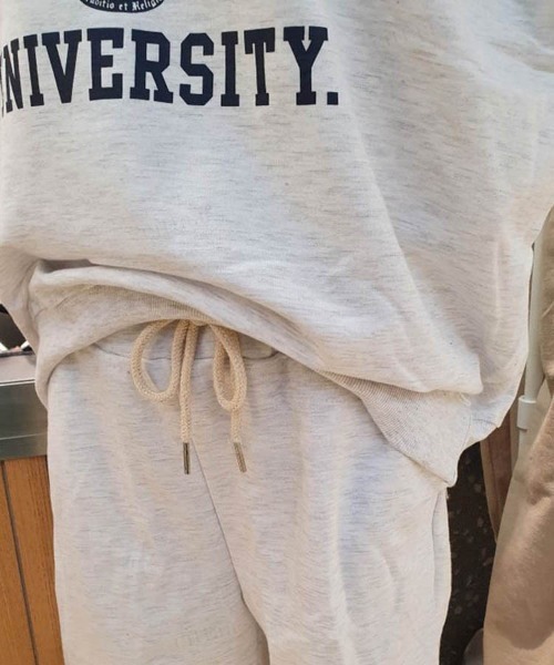 Dalfwin（ダールフィン）の「韓国ファッションDUKEロゴノースリ上下スウェットセットアップルームウェア（ルームウェア/パジャマ・レディース・オートミール/グレー/ミント・FREE）」の19枚目の写真