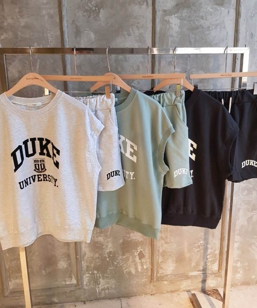 Dalfwin（ダールフィン）の「韓国ファッションDUKEロゴノースリ上下スウェットセットアップルームウェア（ルームウェア/パジャマ・レディース・オートミール/グレー/ミント・FREE）」の17枚目の写真