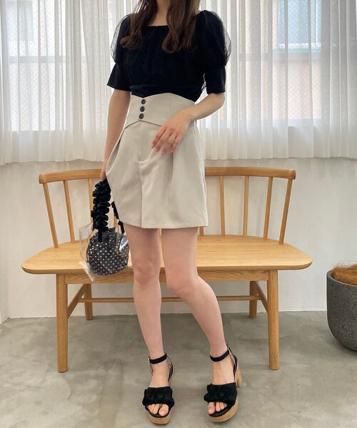 MAJESTIC LEGON(マジェスティックレゴン)の「チュールレイヤードトップス(Tシャツ/カットソー・レディース・ブラック/ブラウン/アイボリー・MEDIUM)」の6枚目の写真