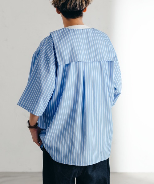 ロエフ　ウール　フラノ レギュラーカラーシャツ　ターコイズブルー ANY ライトリネンクロスチュニックシャツ （ターコイズブルー