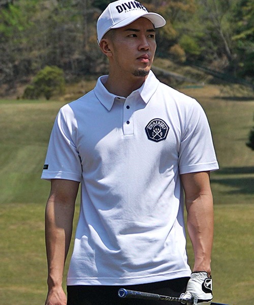 セール】【DIVINER GOLF】オリジナルスカルワッペンポロシャツ メンズ