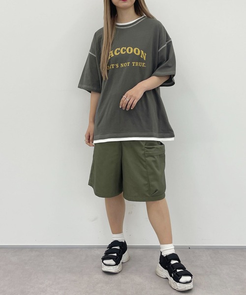 PairPair(ペアペア)の「アーチカレッジロゴT(ユニセックス)(Tシャツ/カットソー・メンズ・チャコールグレー/オフホワイト/グリーン・MEDIUM/LARGE)」の12枚目の写真