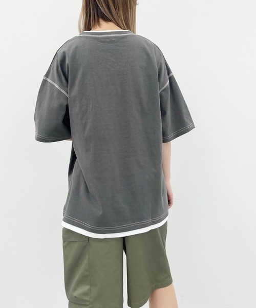 PairPair(ペアペア)の「アーチカレッジロゴT(ユニセックス)(Tシャツ/カットソー・メンズ・チャコールグレー/オフホワイト/グリーン・MEDIUM/LARGE)」の16枚目の写真