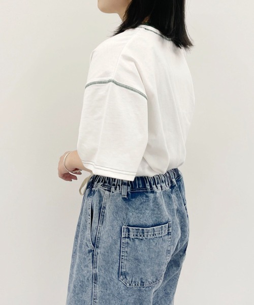 PairPair(ペアペア)の「アーチカレッジロゴT(ユニセックス)(Tシャツ/カットソー・メンズ・チャコールグレー/オフホワイト/グリーン・MEDIUM/LARGE)」の7枚目の写真