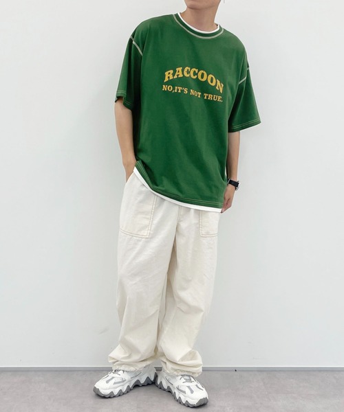 PairPair(ペアペア)の「アーチカレッジロゴT(ユニセックス)(Tシャツ/カットソー・メンズ・チャコールグレー/オフホワイト/グリーン・MEDIUM/LARGE)」の20枚目の写真