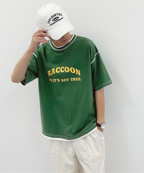 PairPair(ペアペア)の「アーチカレッジロゴT(ユニセックス)(Tシャツ/カットソー・メンズ・チャコールグレー/オフホワイト/グリーン・MEDIUM/LARGE)」の21枚目の写真
