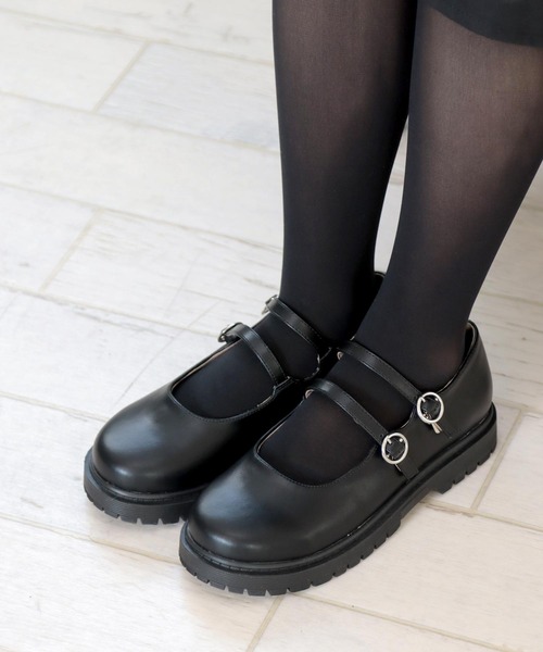 SOROTTO(ソロット)の「ダブルストラップ 軽量厚底フォーマルパンプス ◆メリージェーン(パンプス・キッズ・ブラック/ブラック系その他・22.0cm/21.0cm/24.0cm/23.0cm)」の6枚目の写真