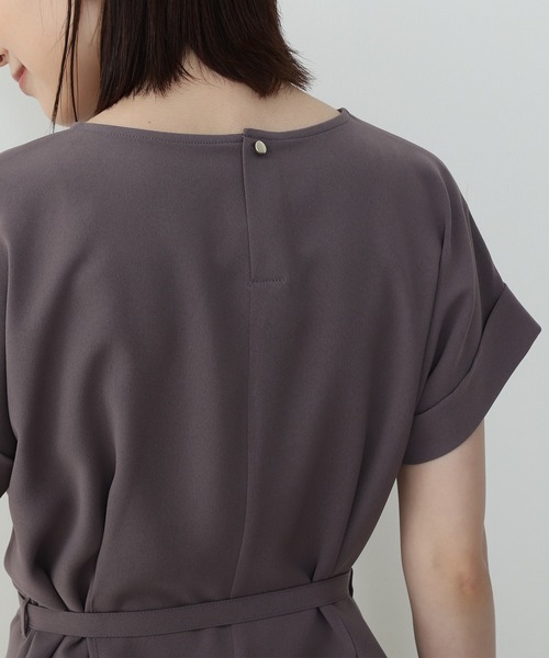 【追加生産】◆ボートネックペプラム半袖ブラウス