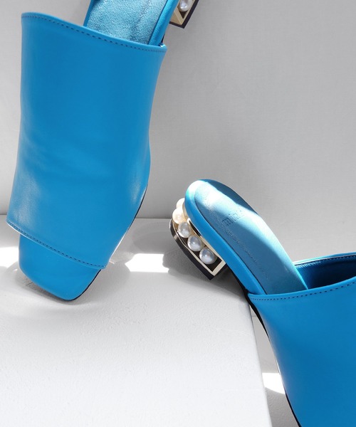 minia（ミニア）の「パールヒールミュール　◇（サンダル・レディース・ブラック/グリーン/ブルー/ベージュ・S/M/L/LL）」の16枚目の写真