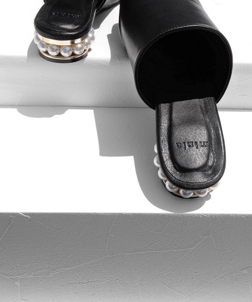 minia（ミニア）の「パールヒールミュール　◇（サンダル・レディース・ブラック/グリーン/ブルー/ベージュ・S/M/L/LL）」の12枚目の写真