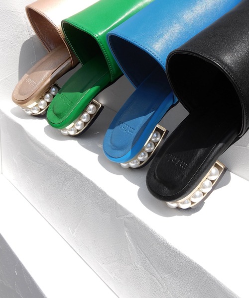 minia（ミニア）の「パールヒールミュール　◇（サンダル・レディース・ブラック/グリーン/ブルー/ベージュ・S/M/L/LL）」の15枚目の写真