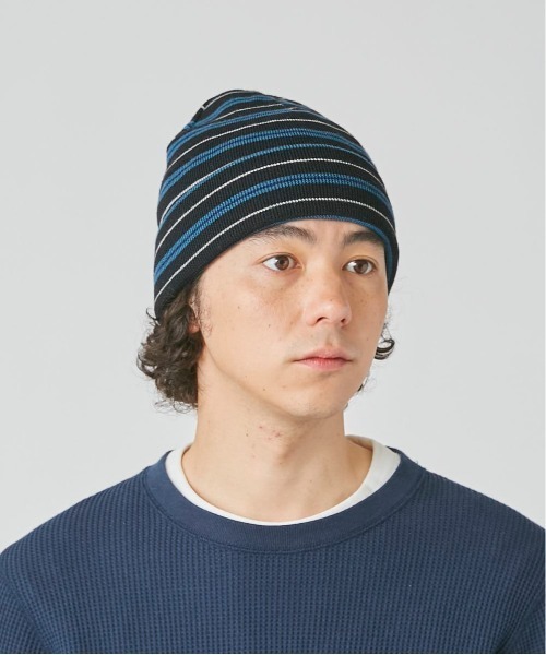 OVERRIDE(オーバーライド)の「OVERRIDE EX.FINE MERINO STRIPE WATCH(ニットキャップ/ビーニー・メンズ・パープル/ブラック/グリーン・57~59cm)」の2枚目の写真